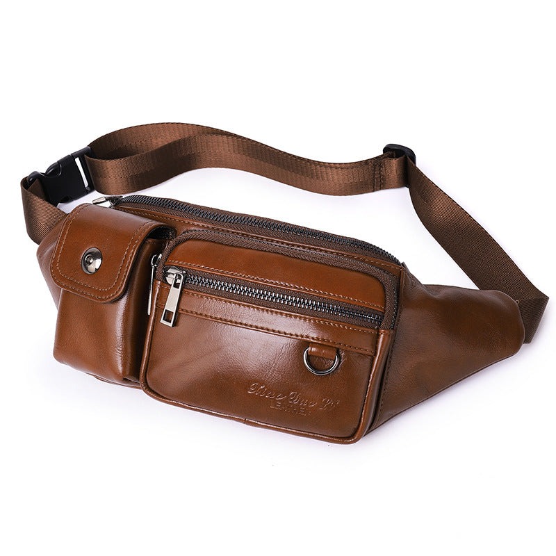 Men's Genuine Leather Trendy Closed Toe Layer Men's Waist Packs
