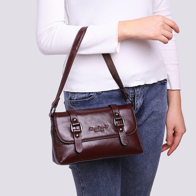 Women's Leather Mini Cowhide Korean Style Mom Crossbody Bags