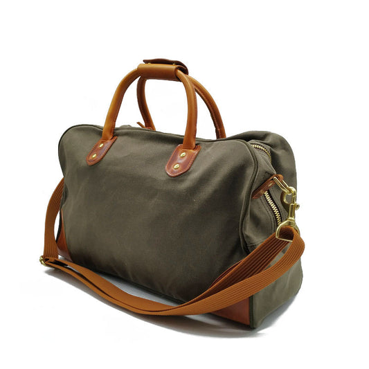 Men's Leather American Vintage Canvas Oil Wax Travel Bags