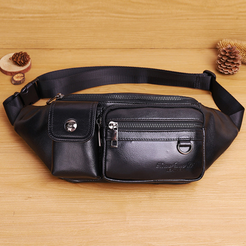 Men's Genuine Leather Trendy Closed Toe Layer Men's Waist Packs