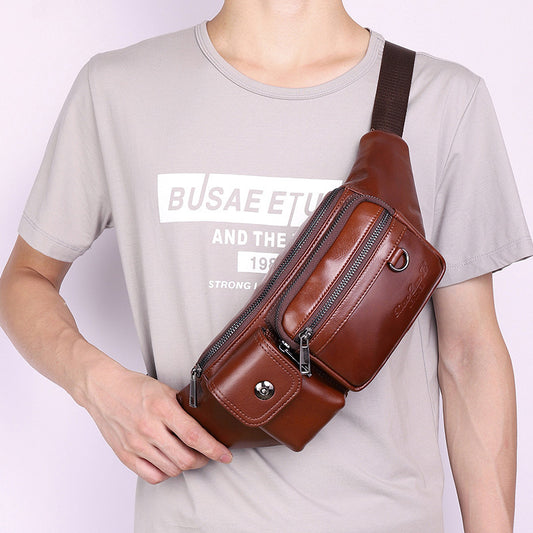 Men's Genuine Leather Trendy Closed Toe Layer Men's Waist Packs