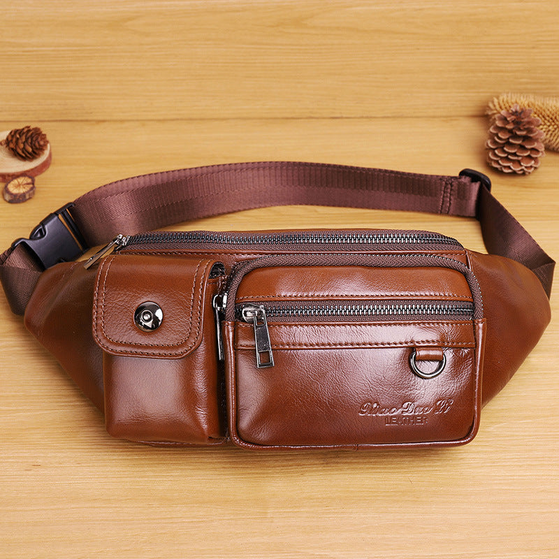 Men's Genuine Leather Trendy Closed Toe Layer Men's Waist Packs
