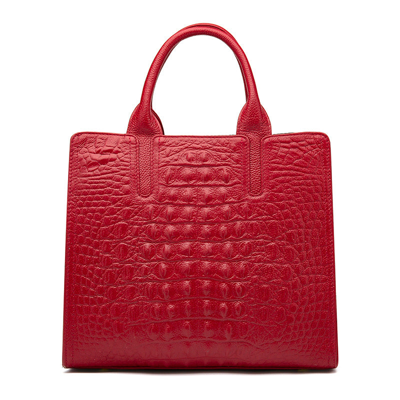 Women's Fashion First Layer Cowhide Crocodile Pattern Handbags