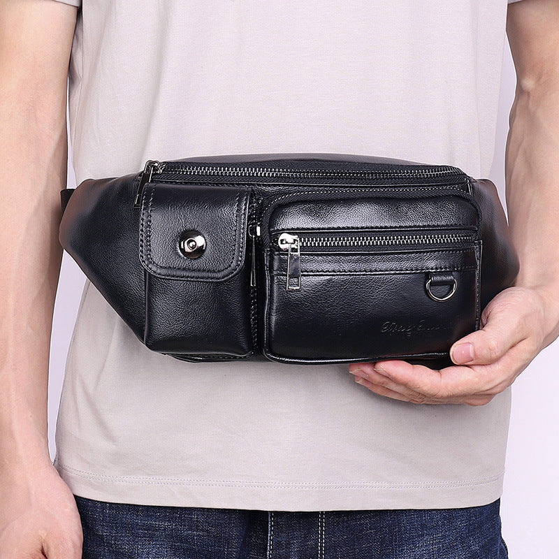 Men's Genuine Leather Trendy Closed Toe Layer Men's Waist Packs
