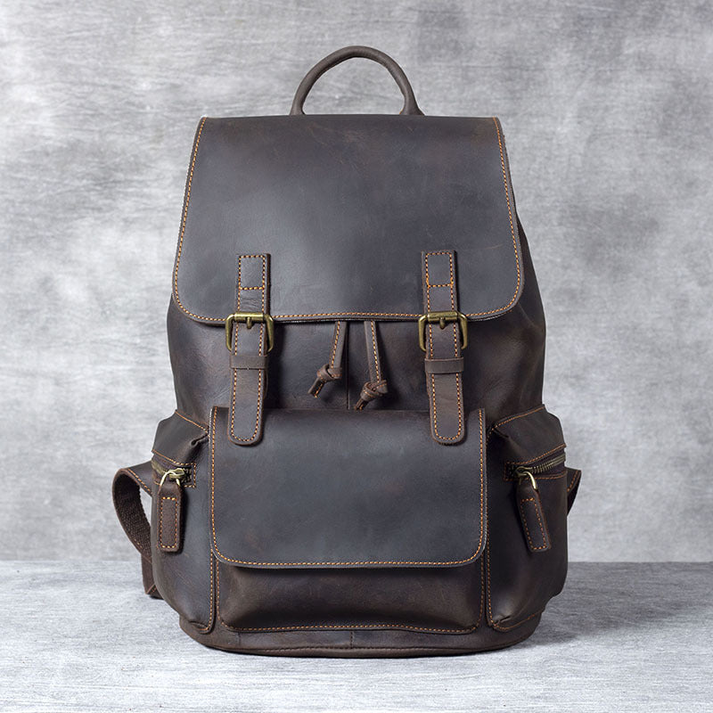 Women's & Men's & Retro Crazy Horse Leather Classic Backpacks
