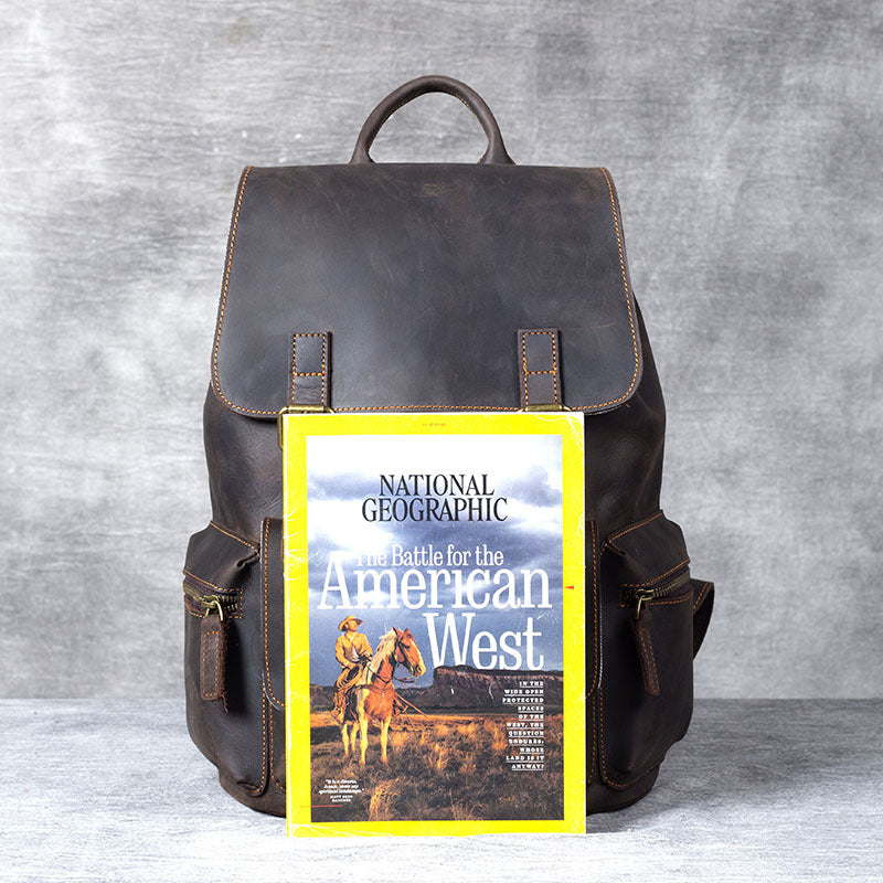 Women's & Men's & Retro Crazy Horse Leather Classic Backpacks