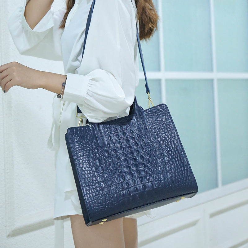 Women's Fashion First Layer Cowhide Crocodile Pattern Handbags