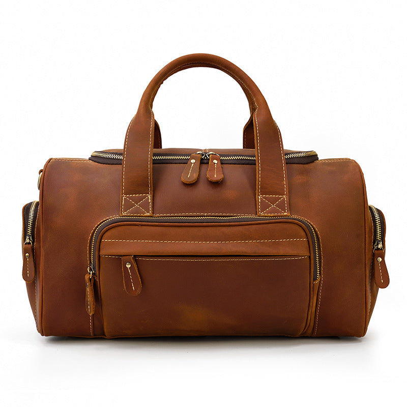 Men's Traveling Crazy Horse Leather Vintage Fitness Travel Bags