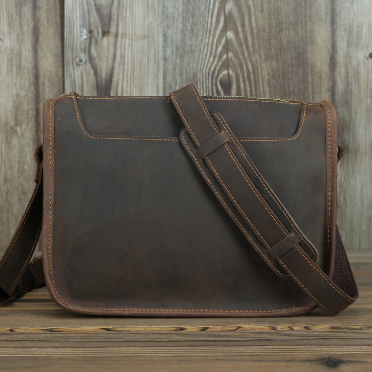 Women's & Men's Layer Cowhide Handmade Crazy Horse Leather Men's Shoulder Bags