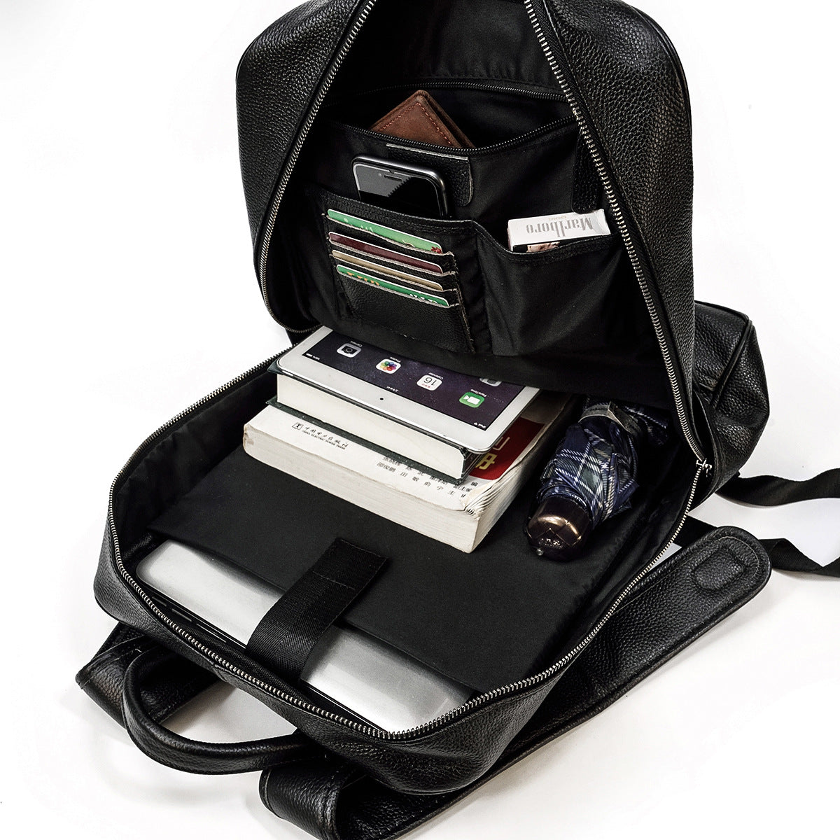 Elegant Men's Fashion Leather Cowhide Commuter Backpacks