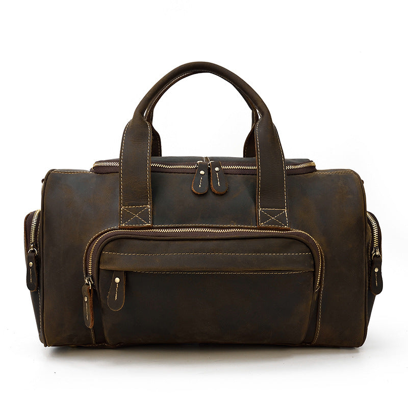 Men's Traveling Crazy Horse Leather Vintage Fitness Travel Bags