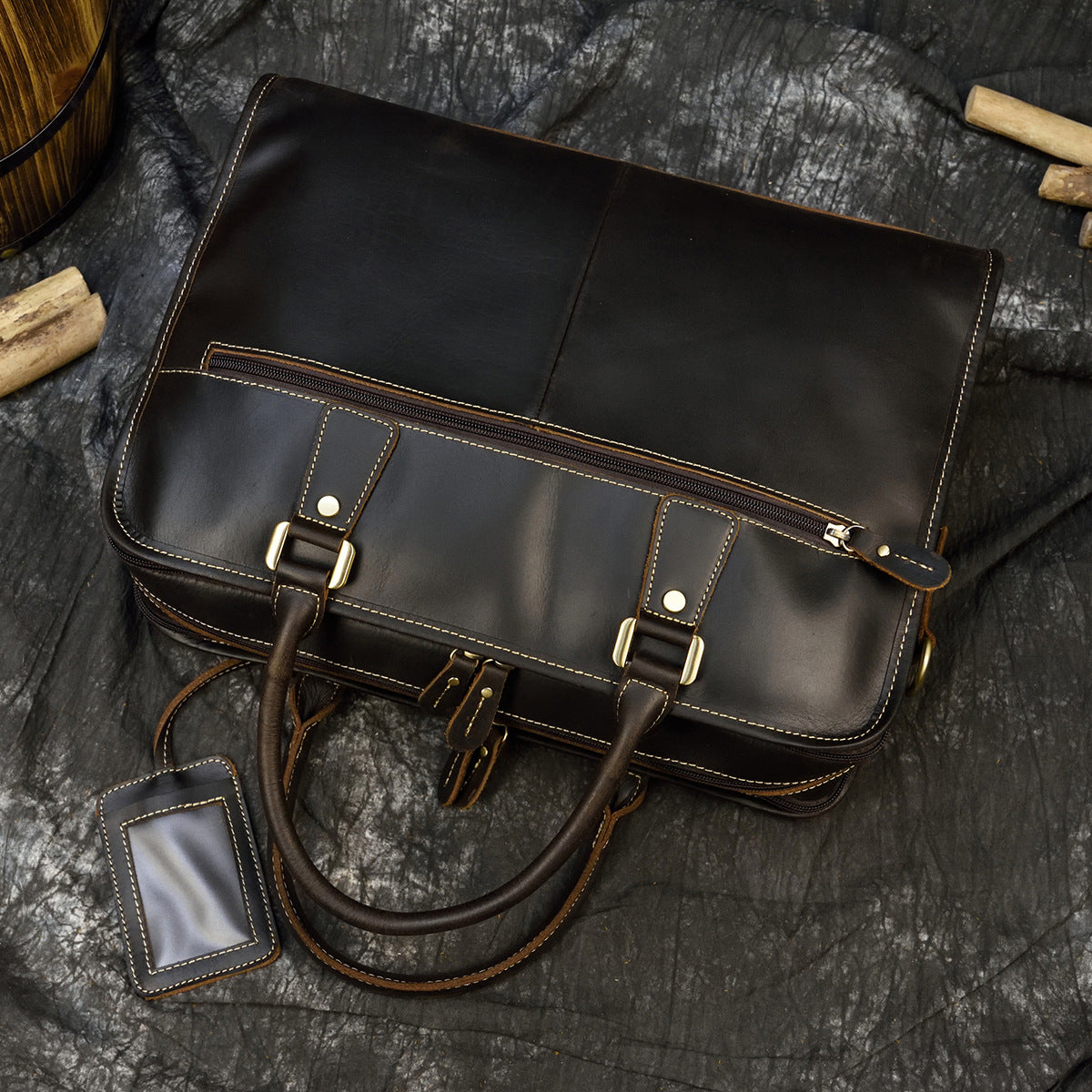 Men's Crazy Horse Leather Vintage Commuter Computer Men's Briefcases