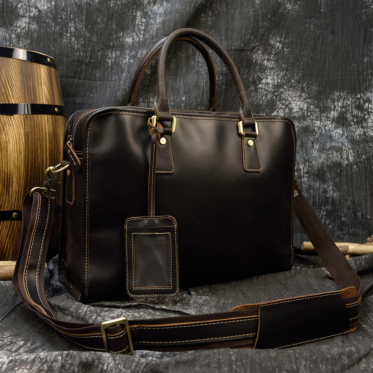 Men's Crazy Horse Leather Vintage Commuter Computer Men's Briefcases