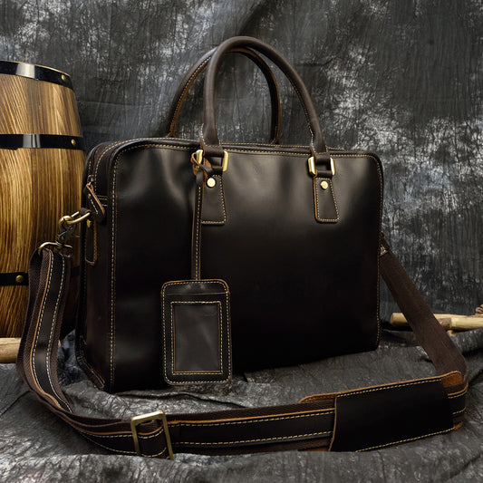 Men's Crazy Horse Leather Vintage Commuter Computer Men's Briefcases