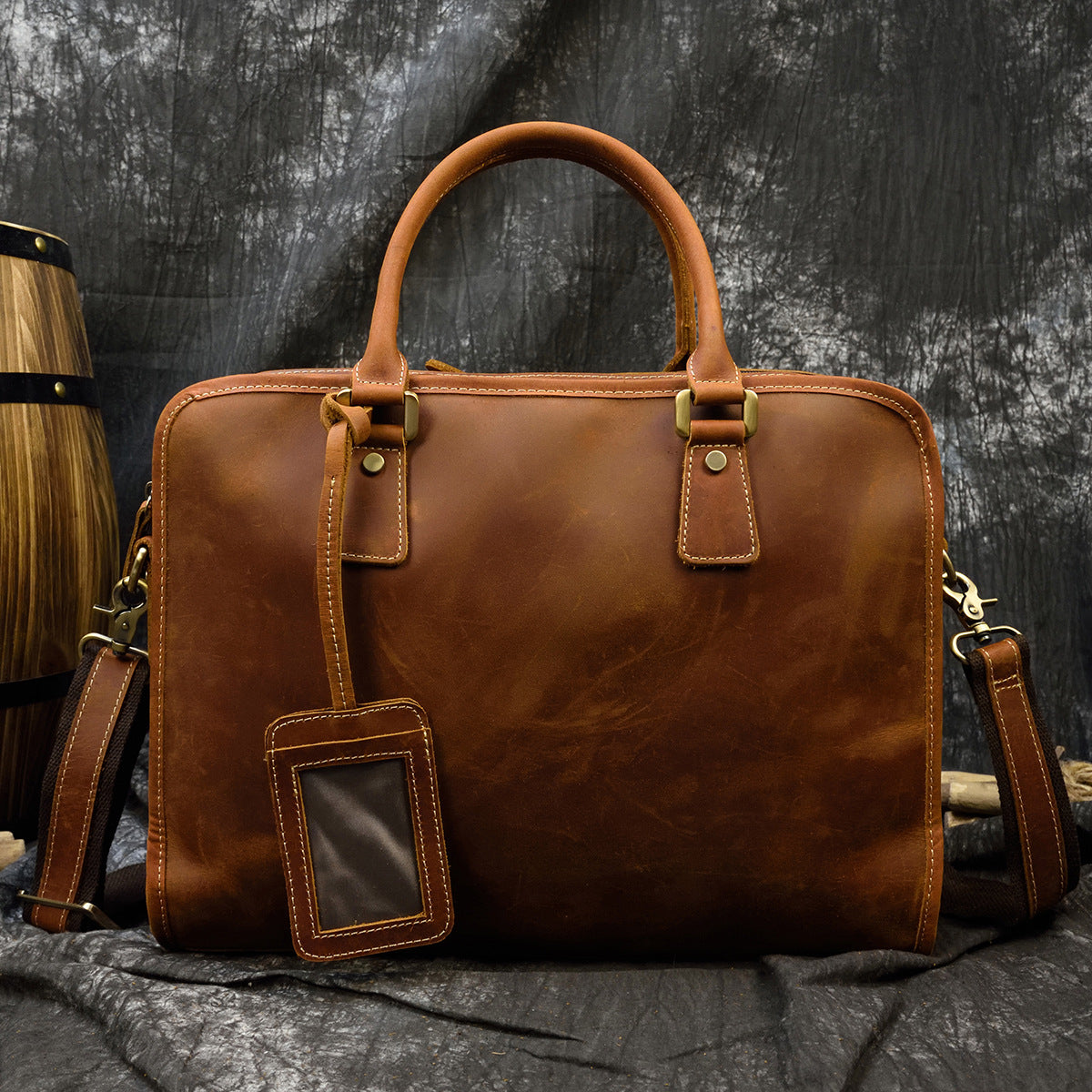 Men's Crazy Horse Leather Vintage Commuter Computer Men's Briefcases