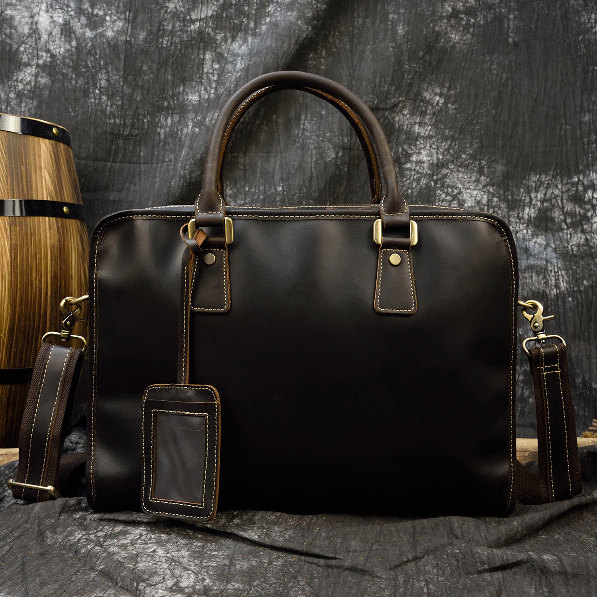 Men's Crazy Horse Leather Vintage Commuter Computer Men's Briefcases
