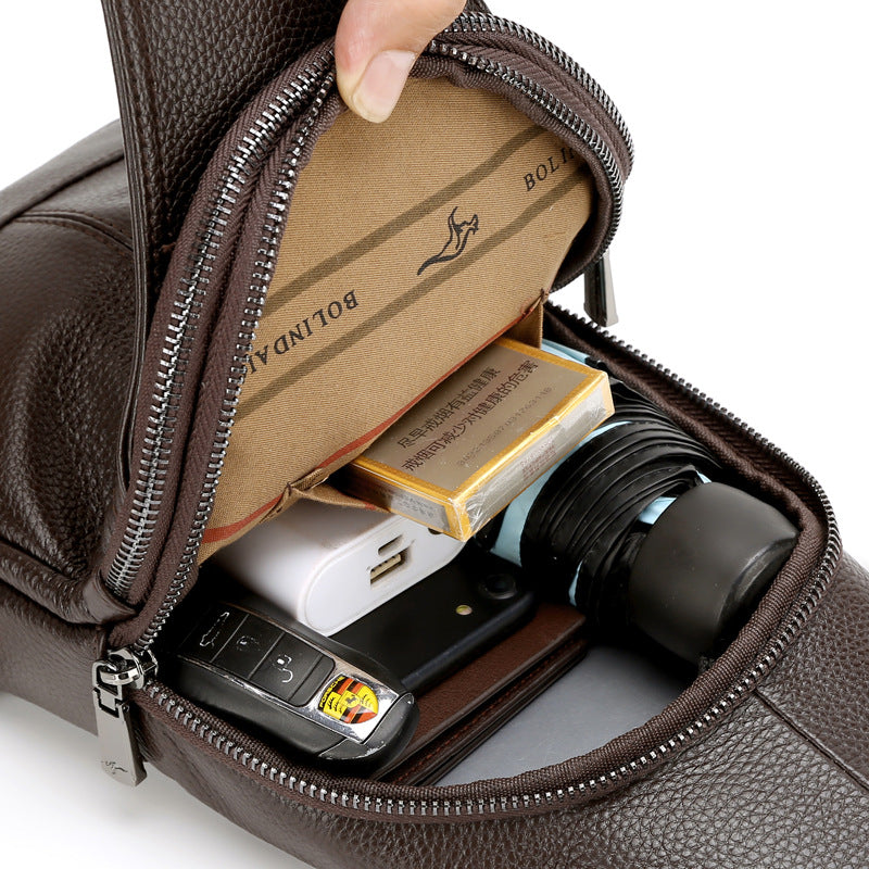 Men's Genuine Leather Cowhide Korean Fashion Men's Chest Bags
