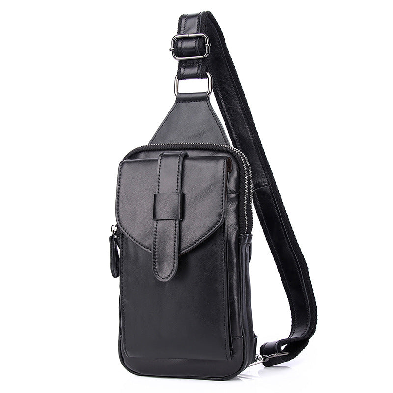 Men's Genuine Leather Retro Slanted Mini Cell Men's Chest Bags