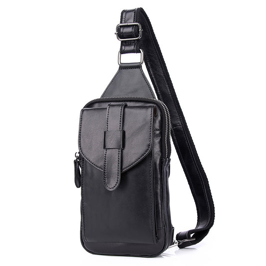 Men's Genuine Leather Retro Slanted Mini Cell Men's Chest Bags