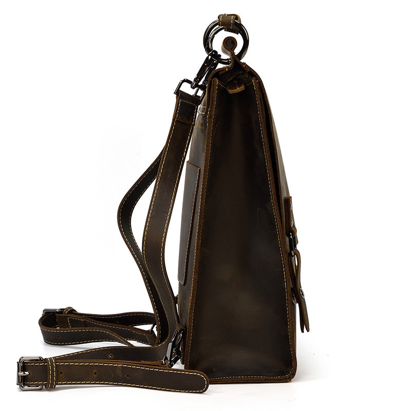 Women's Genuine Leather Crazy Horse Unisex Cowhide Backpacks