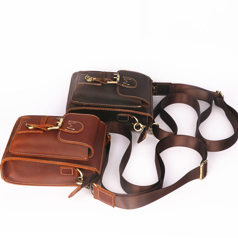Men's Vertical Retro For Top Layer Crazy Men's Shoulder Bags