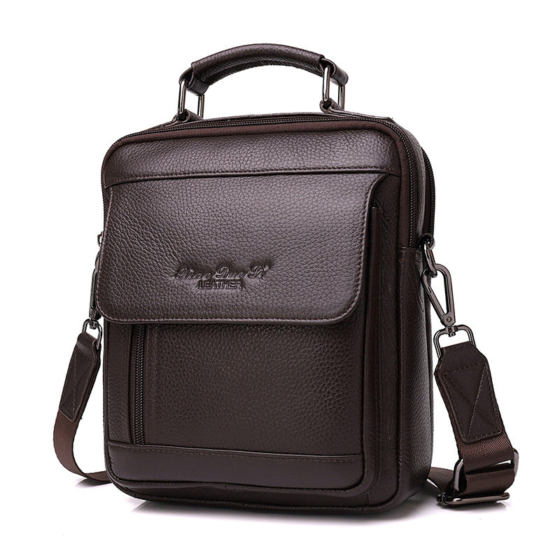 Men's Leather Vertical Business First Layer Cowhide Men's Shoulder Bags