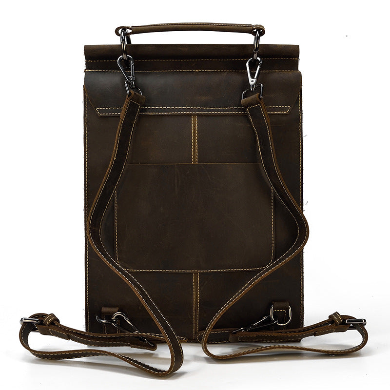 Women's Genuine Leather Crazy Horse Unisex Cowhide Backpacks