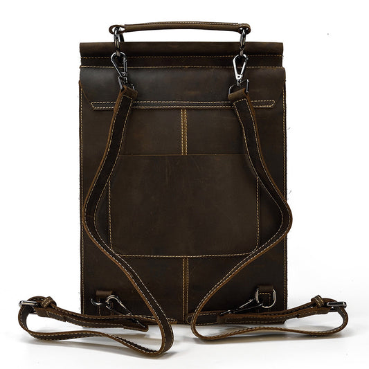 Women's Genuine Leather Crazy Horse Unisex Cowhide Backpacks