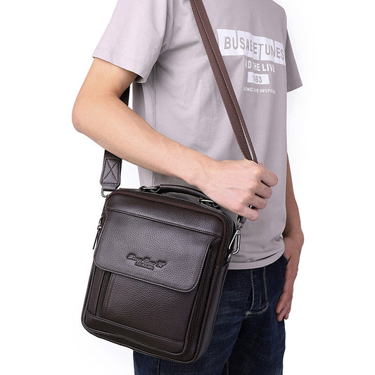 Men's Leather Vertical Business First Layer Cowhide Men's Shoulder Bags