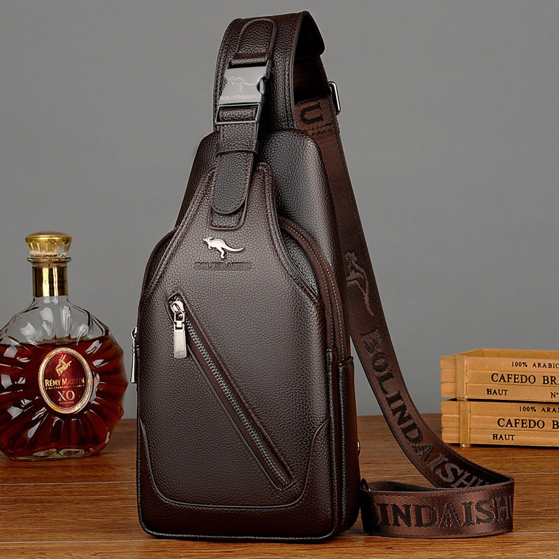 Men's Attractive Creative First Layer Cowhide Men's Chest Bags