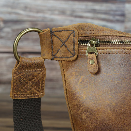 Men's Simple Postman Cowhide Soft Leather Vintage Men's Chest Bags