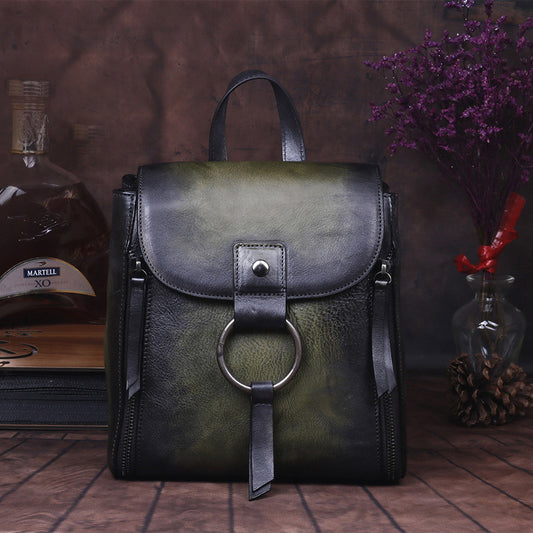 Women's Retro Brushed Color First Layer Cowhide Shoulder Bags