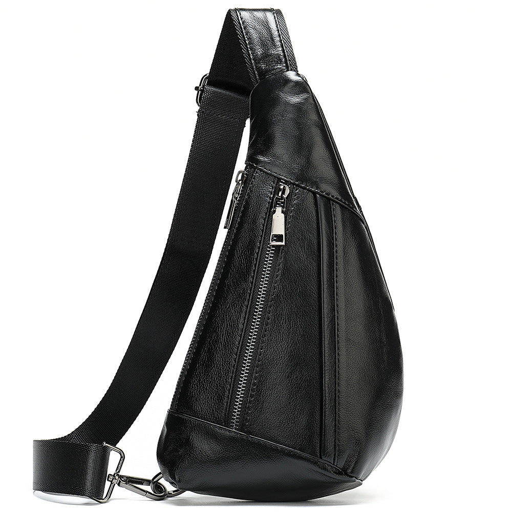 Men's Genuine Leather Fashion Cross Body Saddle-shaped Men's Chest Bags