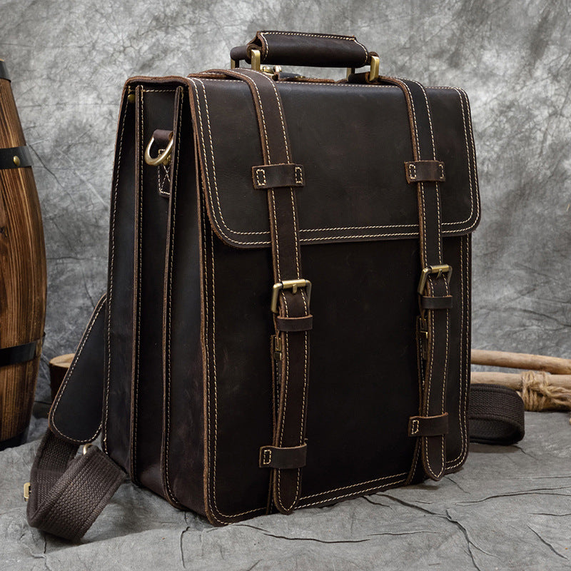 Men's Horse Leather Large Capacity First Layer Cowhide Backpacks
