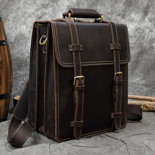 Men's Horse Leather Large Capacity First Layer Cowhide Backpacks