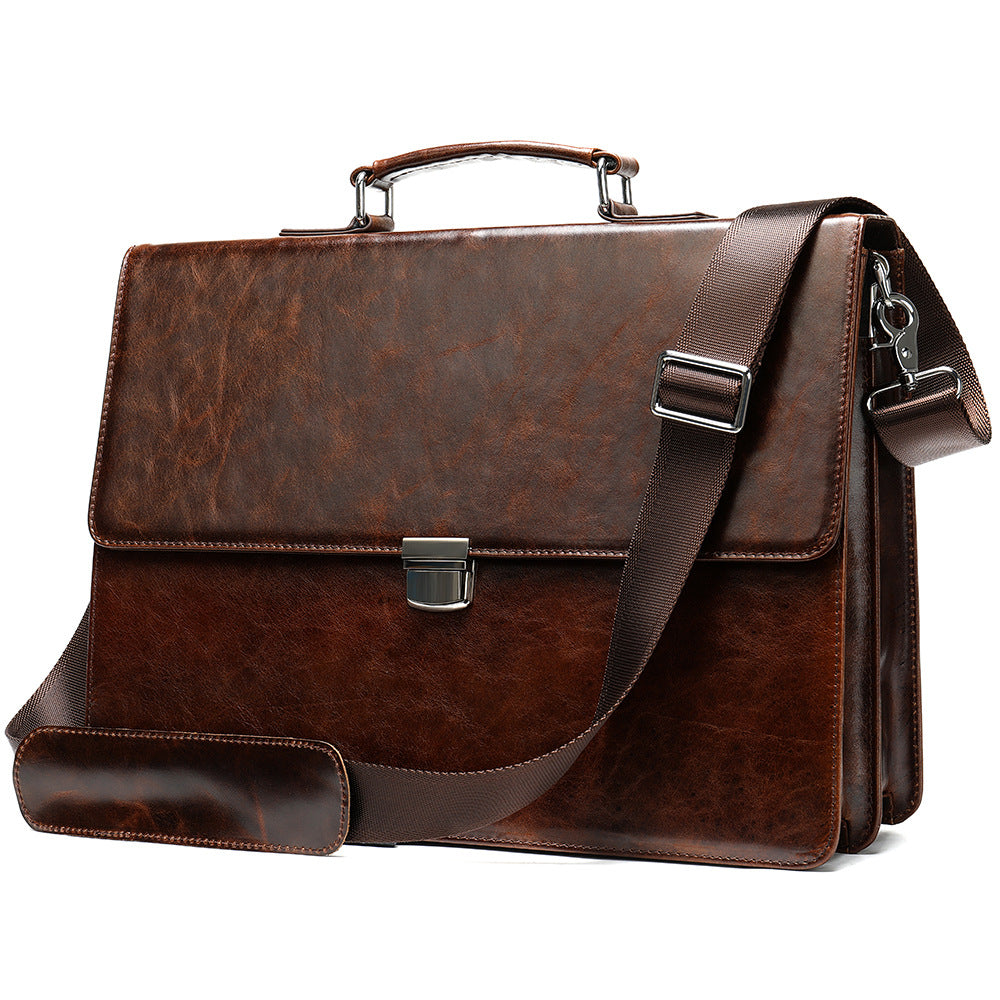 Men's Leather Business Retro Oil Wax Skin Men's Briefcases