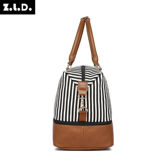 Women's Attractive Listing Striped Canvas Outer Travel Bags