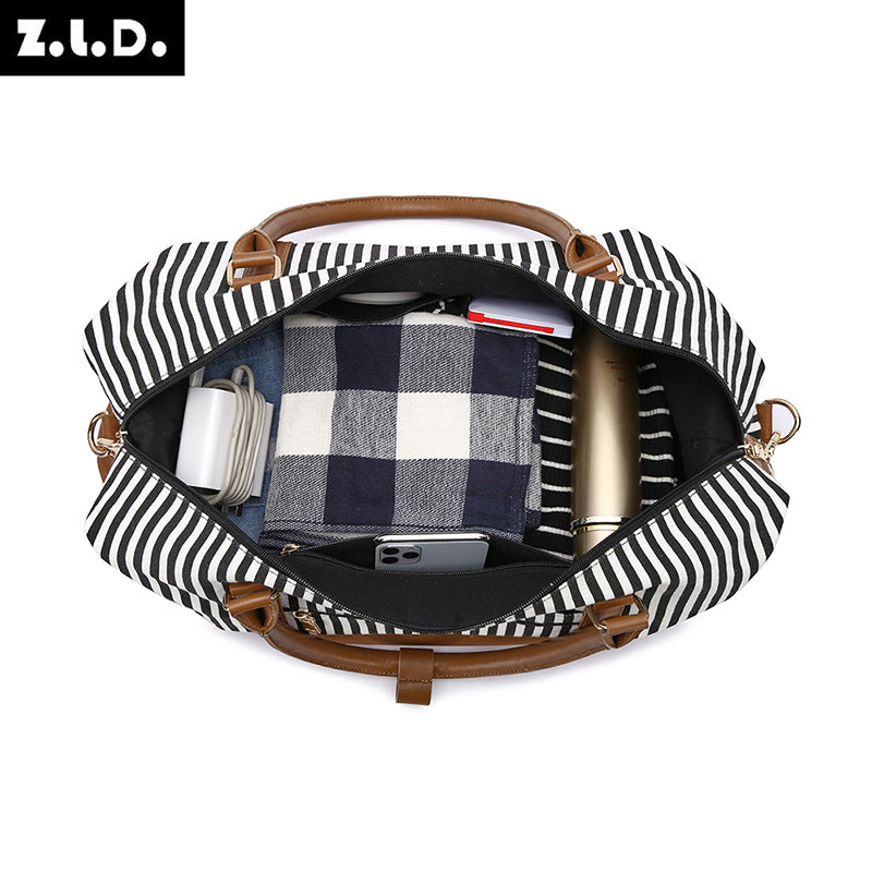 Women's Attractive Listing Striped Canvas Outer Travel Bags