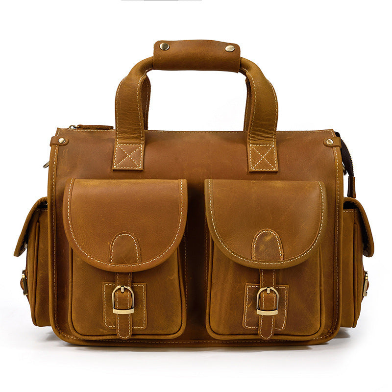 Men's Cowhide Leather Crazy Horse Out Computer Men's Briefcases
