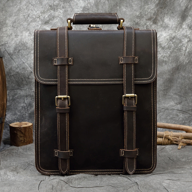 Men's Horse Leather Large Capacity First Layer Cowhide Backpacks