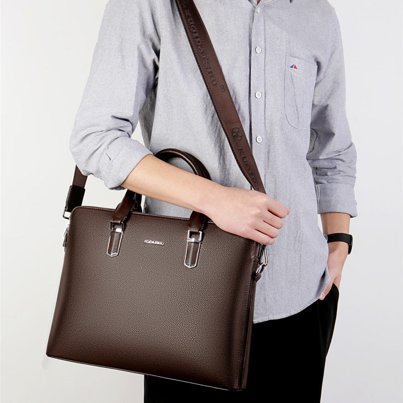Men's Large Capacity Business Computer Authentic Leather Men's Handbags