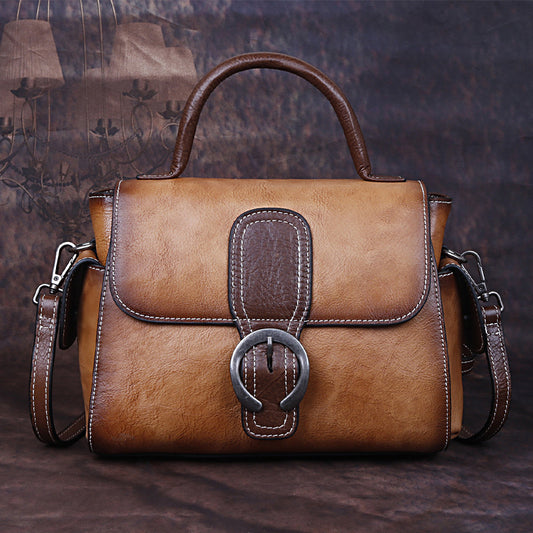 Women's Retro First Layer Cattlehide Leather Fashion Etc. Shoulder Bags