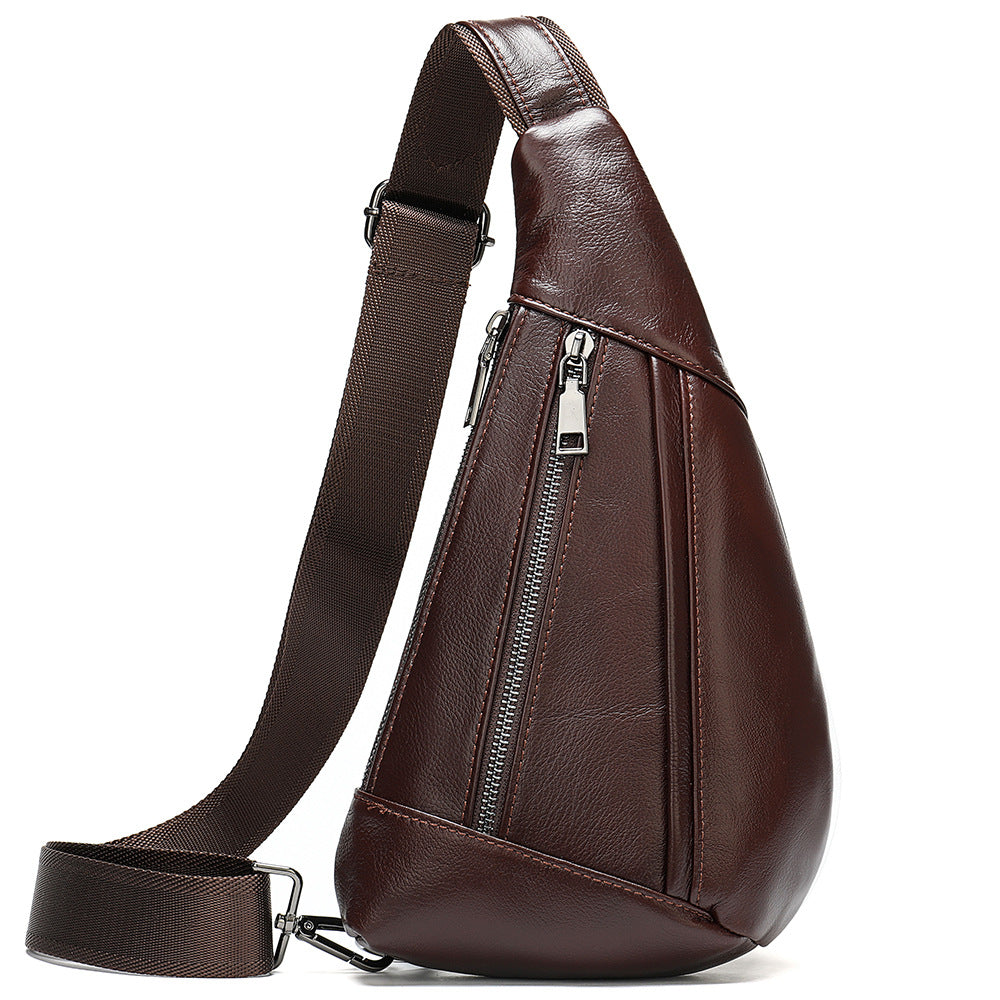 Men's Genuine Leather Fashion Cross Body Saddle-shaped Men's Chest Bags