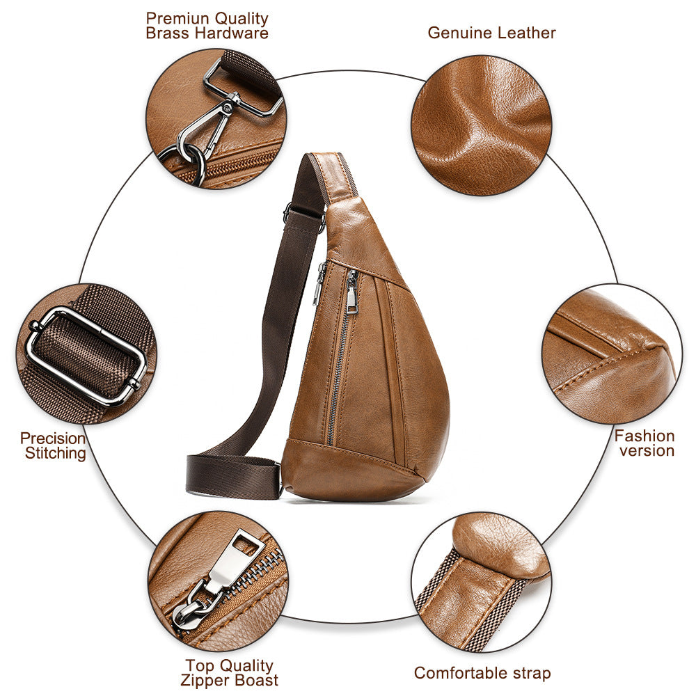 Men's Genuine Leather Fashion Cross Body Saddle-shaped Men's Chest Bags