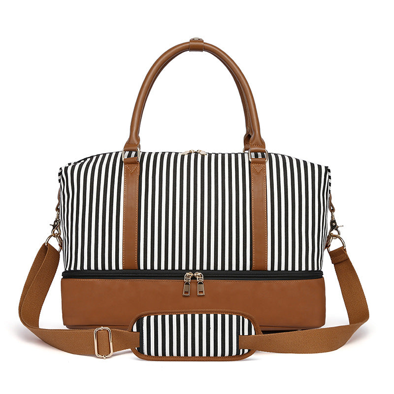 Women's Attractive Listing Striped Canvas Outer Travel Bags
