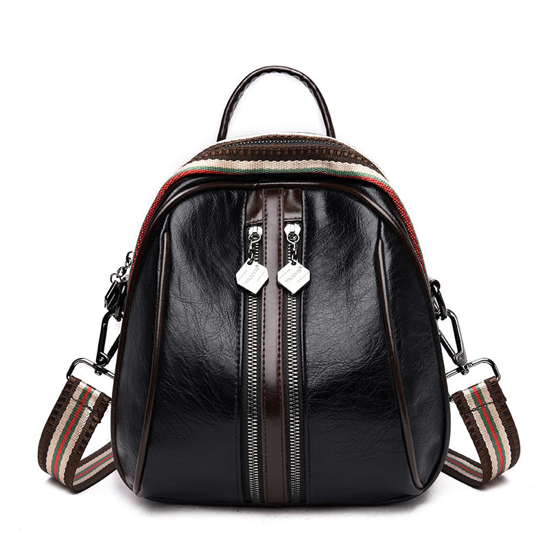 Women's Leather Spring Korean Fashion Woven Wide Backpacks