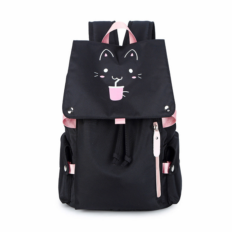 Women's Double Korean Style Printed College Large Backpacks