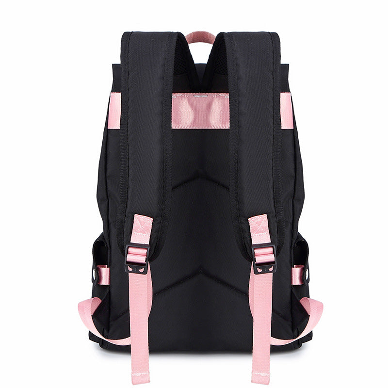 Women's Double Korean Style Printed College Large Backpacks