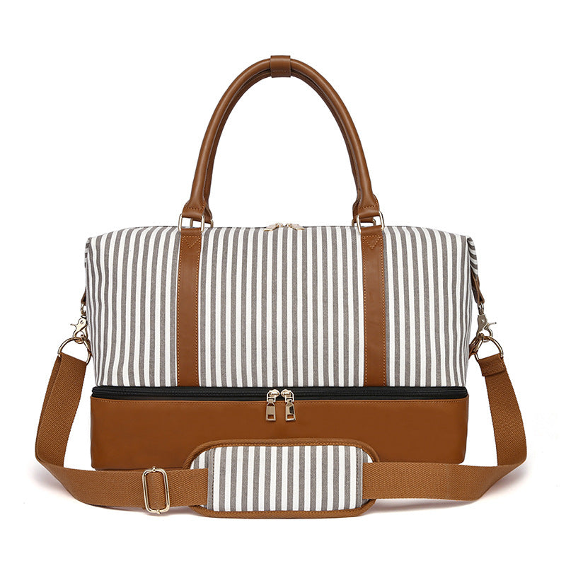 Women's Attractive Listing Striped Canvas Outer Travel Bags