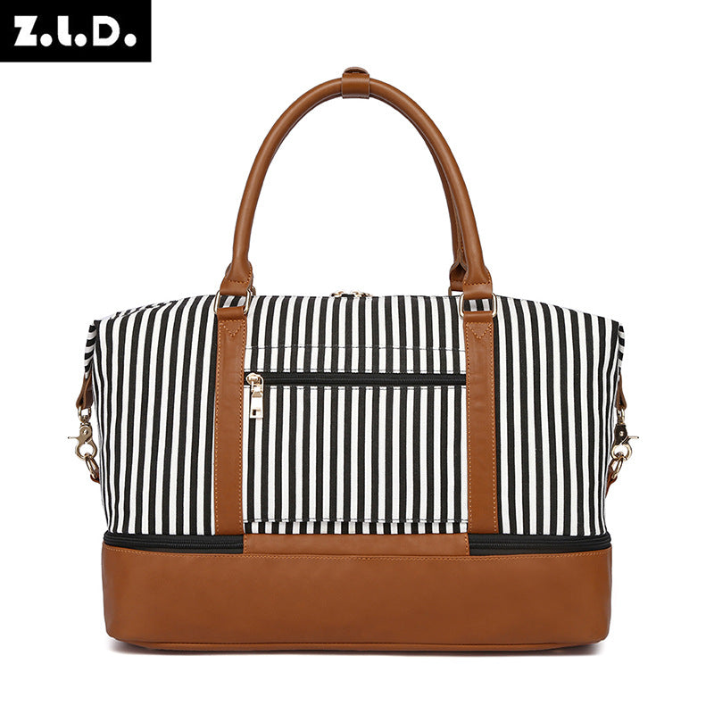 Women's Attractive Listing Striped Canvas Outer Travel Bags